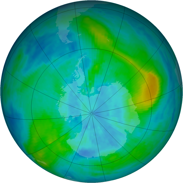 Antarctic ozone map for 22 March 1992